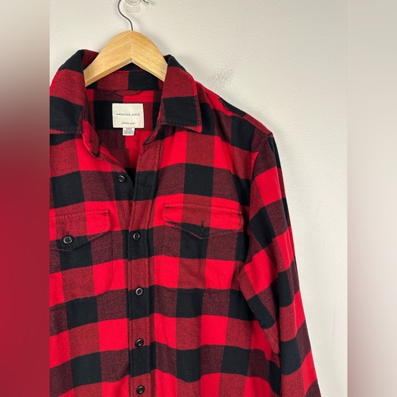 American Eagle Red Buffalo Check Cotton Soft Flannel Long Sleeve Men’s Sz M - Picture 3 of 7